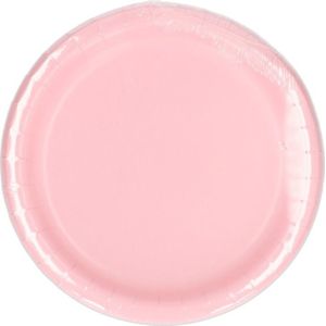 24x pastel roze wegwerp bordjes van karton 23 cm