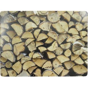 4x stuks rechthoekige placemats openhaard hout print kurk 30 x 40 cm