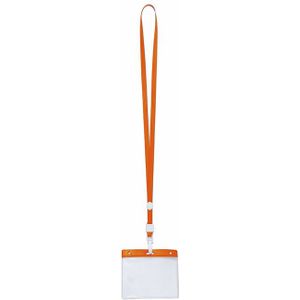 50x stuks Lanyard keycord incl. naamkaartjes houder oranje 11,2 x 58 cm