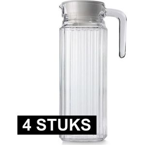 4x Luminarc Quadro koelkast kan met dop 1,1 liter