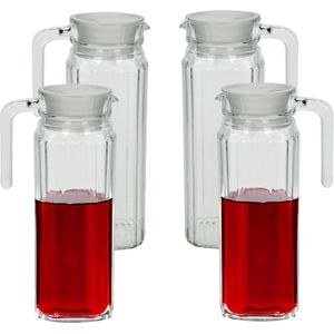 4x Luminarc Quadro koelkast kan met dop 1,1 liter