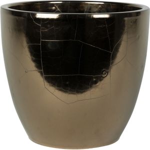 Plantenpot/bloempot - Strakke look - goud - D33 x H28 cm - glanzend