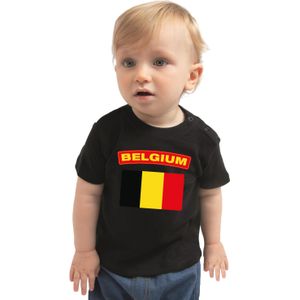 Belgium / Belgie landen shirtje met vlag zwart voor babys