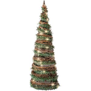 Kerstverlichting figuren Led kegel kerstboom rotan lamp 40 cm met 30 lampjes
