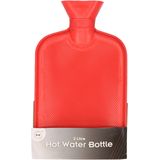 DID Warmwaterkruik - met rubberen hoes - rood - 2L - kruiken voor warme voeten/lichaam