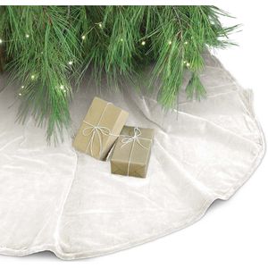 Unique Living Kerstboomrok - creme wit velvet - D120 cm - polyester