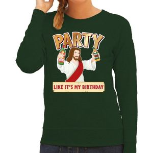 Groene kersttrui / kerstkleding Party like its my birthday voor dames