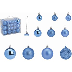 G. Wurm kerstballen - 50x stuks - 3, 4 en 6 cm - blauw - kunststof