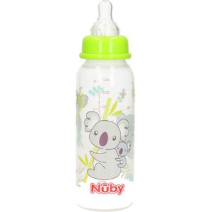 Groene babyfles met voertuigen 240 ml