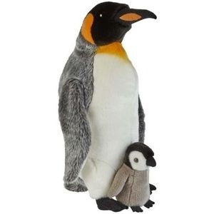Pluche koningspinguin met kuiken knuffel 50 cm - Pinguins pooldieren knuffels - Speelgoed voor kinderen