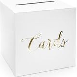 Witte bruiloft enveloppendoos met gouden tekst 24 x 24 cm van karton