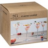 Secret de Gourmet Cocktailglazen/martiniglazen - 4x stuks - 210 ml - transparant