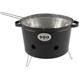 Houtskool barbecue/bbq emmer zwart tafelmodel 33 cm