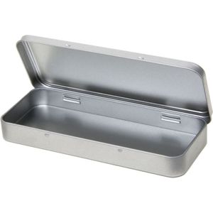 Metalen etui pennendoosje 8 x 18 cm van aluminium