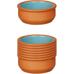 La Dehesa - Set 12x tapas/creme brulee schaaltjes terracotta/blauw 8 cm