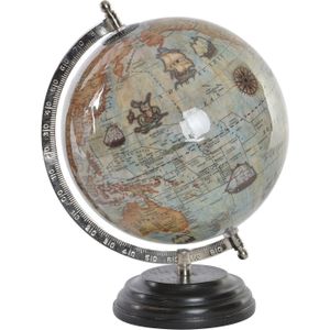 Items Deco Wereldbol/globe op voet - kunststof - blauw - home decoratie artikel - D20 x H28 cm