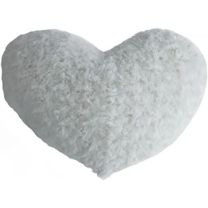 Pluche kussen hart wit - 28 x 36 cm - Sierkussens voor binnen