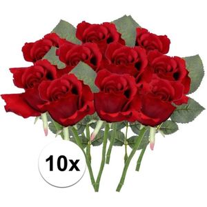 10 x Rode roos steelbloem 30 cm - Kunstbloemen