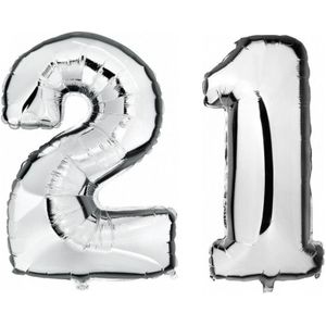21 jaar leeftijd helium/folie ballonnen zilver feestversiering