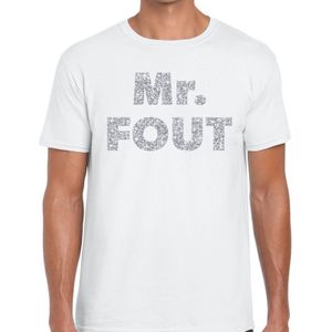 Mr. Fout zilveren letters fun t-shirt wit voor heren