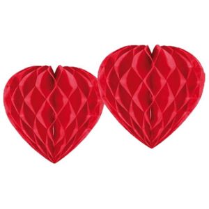 Set van 8x stuks valentijn/Liefde thema papieren hartje rood 30 cm