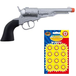 Verkleed speelgoed revolver/pistool metaal 8 schots met plaffertjes