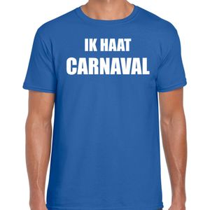 Carnaval verkleed shirt blauw voor heren ik haat carnaval - kostuum