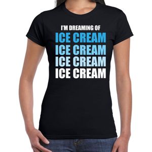 Dreaming of ice cream fun t-shirt zwart voor dames