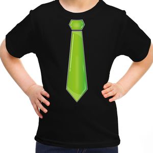 Bellatio Decorations Verkleed t-shirt voor kinderen - stropdas - zwart - meisje - carnaval/themafeest