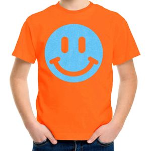 Bellatio Decorations Verkleed T-shirt voor jongens - smiley - oranje - carnaval - feestkleding kind