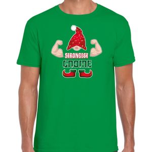 Bellatio Decorations fout kersttrui t-shirt heren - Sterkste gnoom - groen - Kerst kabouter