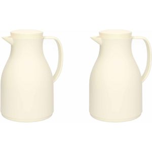 2x Isoleerkan/koffiekan wit 1 liter met drukknop