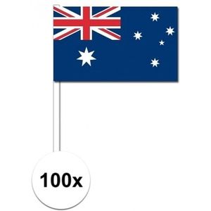 100x Australie decoratie papieren zwaaivlaggetjes