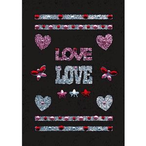 Stickers met glitter love hartjes