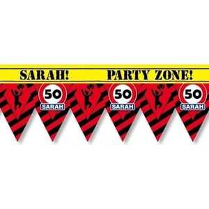 Versiering/decoratie 50 Sarah afzetlint vlaggetjes 12 meter