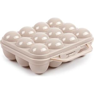 Plasticforte Eierdoos - koelkast organizer eierhouder - 12 eieren - taupe - kunststof - 20 x 18,5 cm