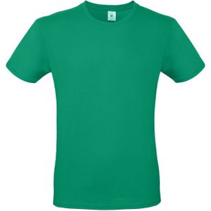 Set van 2x stuks basic heren shirt met ronde hals groen van katoen, maat: M (50)