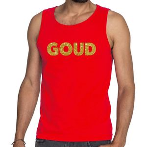 Bellatio Decorations feest tanktop voor heren goud - glitter tekst - foute party/carnaval - rood