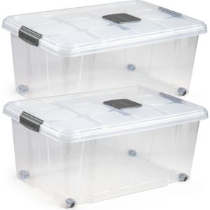 5x Opslagbakken/organizers met deksel 36 liter 59 cm transparant