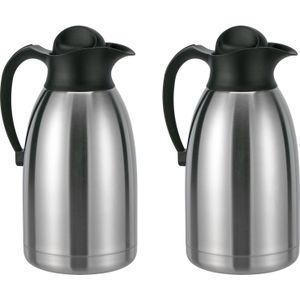 2x stuks roestvrijstalen isoleerflessen/thermosflessen 2000 ml