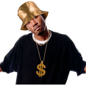 Funny Fashion Bekende rapper Cool Dogg verkleedset - dollar ketting/pet goud - voor volwassenen