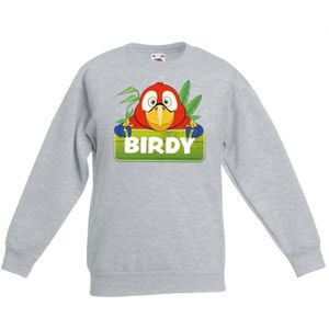 Papegaai dieren sweater grijs voor kinderen