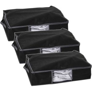 3x Stuks dekbed/kussen opberghoes zwart met vacuumzak 60 x 45 x 15 cm - Dekbedhoes - Beschermhoes