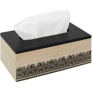 Home Deco Factory Tissuedoos/zakdoekjes box - zwart/naturel - Bamboe