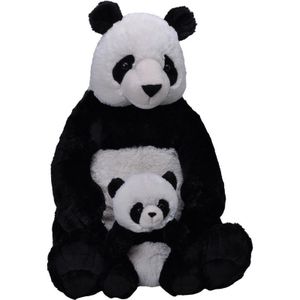 XL knuffel zwart/witte panda met baby 76 cm knuffeldieren kopen? |  BESLIST.nl
