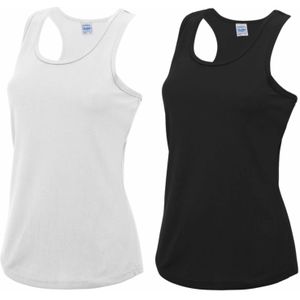 Voordeelset - wit en zwart sport singlet voor dames in maat Medium