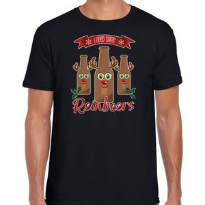 Bellatio Decorations fout kersttrui t-shirt heren - Rudolf Reinbeers - zwart - rendier/bier