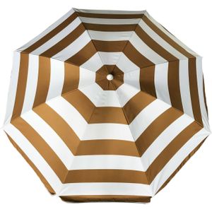Parasol - goud/wit - gestreept - D200 cm - UV-bescherming - incl. draagtas
