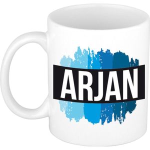 Arjan naam / voornaam kado beker / mok verfstrepen - Gepersonaliseerde mok met naam