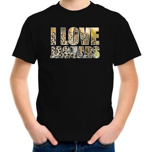Tekst shirt I love jaguars foto zwart voor kinderen - cadeau t-shirt jachtluipaarden liefhebber
